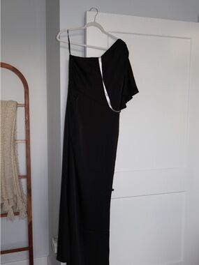 white christmas dresses Malta Black & White One-Shoulder Midi Dress – Club L London